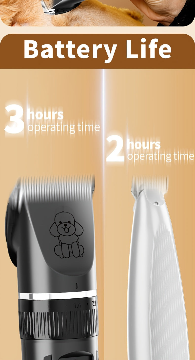 Quiet Dog Grooming Kit with Rechargeable Cordless Clippers, Electric Pet Hair Shaver for Dogs and Cats, Gold, White Kit or Gray Display Options