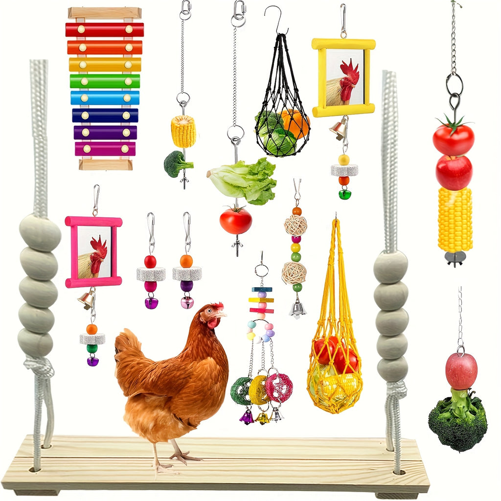 Chicken Toys for Coop Enrichment, Random 1, 3 or 6 Piece Options for Hens and Roosters, Poultry Run Accessories for Supervised Backyard Bird Play