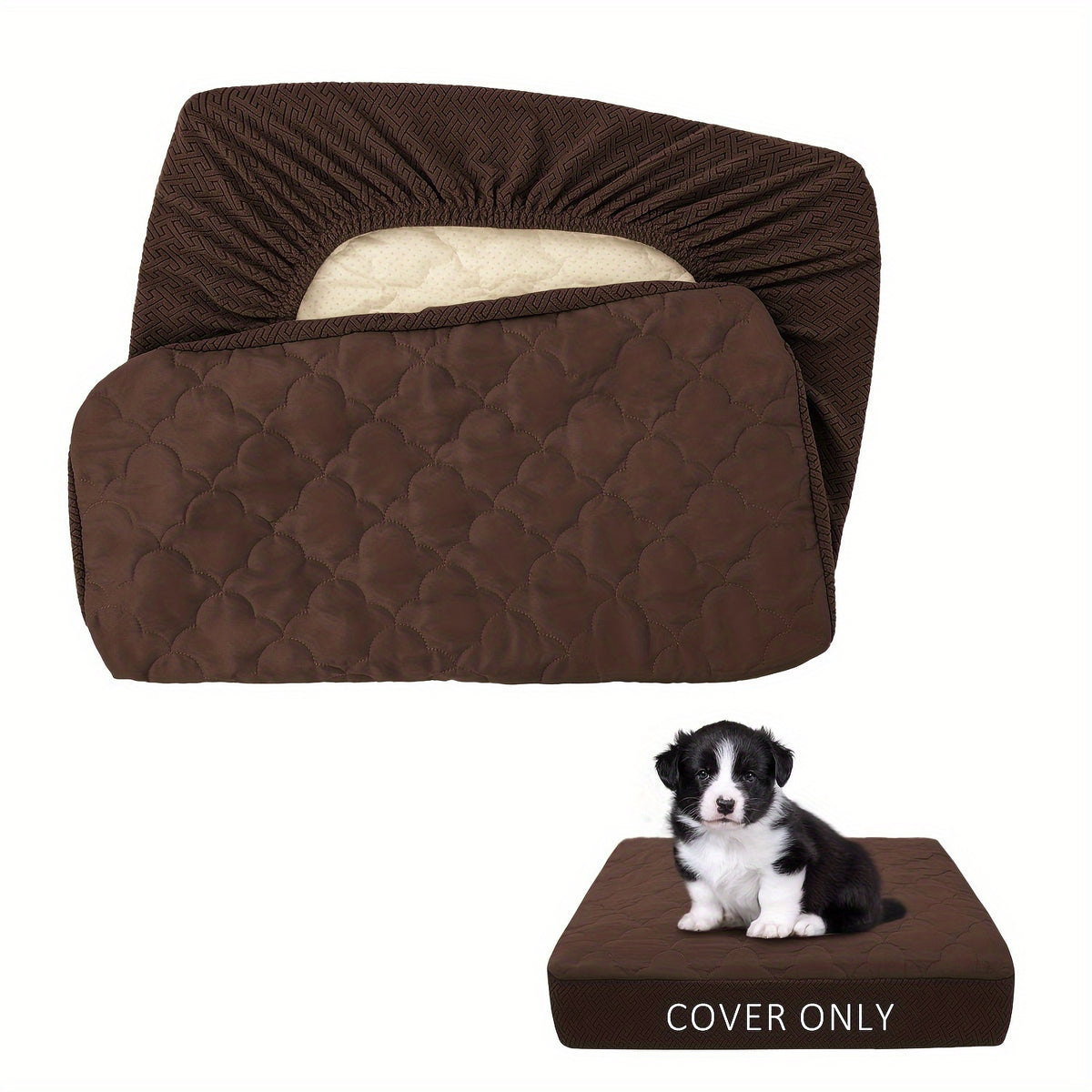 Dog Bed Replacement Cover, Washable Puppy Bed Cover Only in 30x20x6, 41x29x6 or 48x30x6 Inch Options for Compatible Pet Beds, No Insert Included