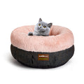 Cat Bed for Indoor Cats, 20 Inch Round Donut Cuddler with Raised Rim, Fluffy Plush Calming Pet Bed with Anti-Slip Bottom, Washable Cozy Bed for Kittens, Puppies and Small Dogs up to 11 lbs