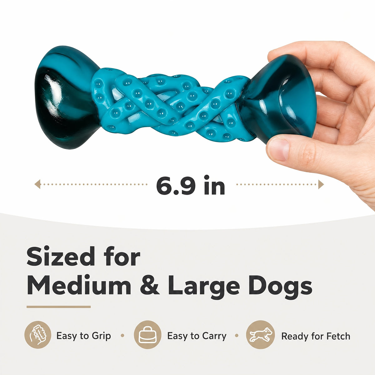 Textured Nylon Dog Chew Toy with Twisted Center and Flared Ends, Blue Bone-Style Pet Toy in Single-Piece Options for Supervised Chewing and Everyday Play