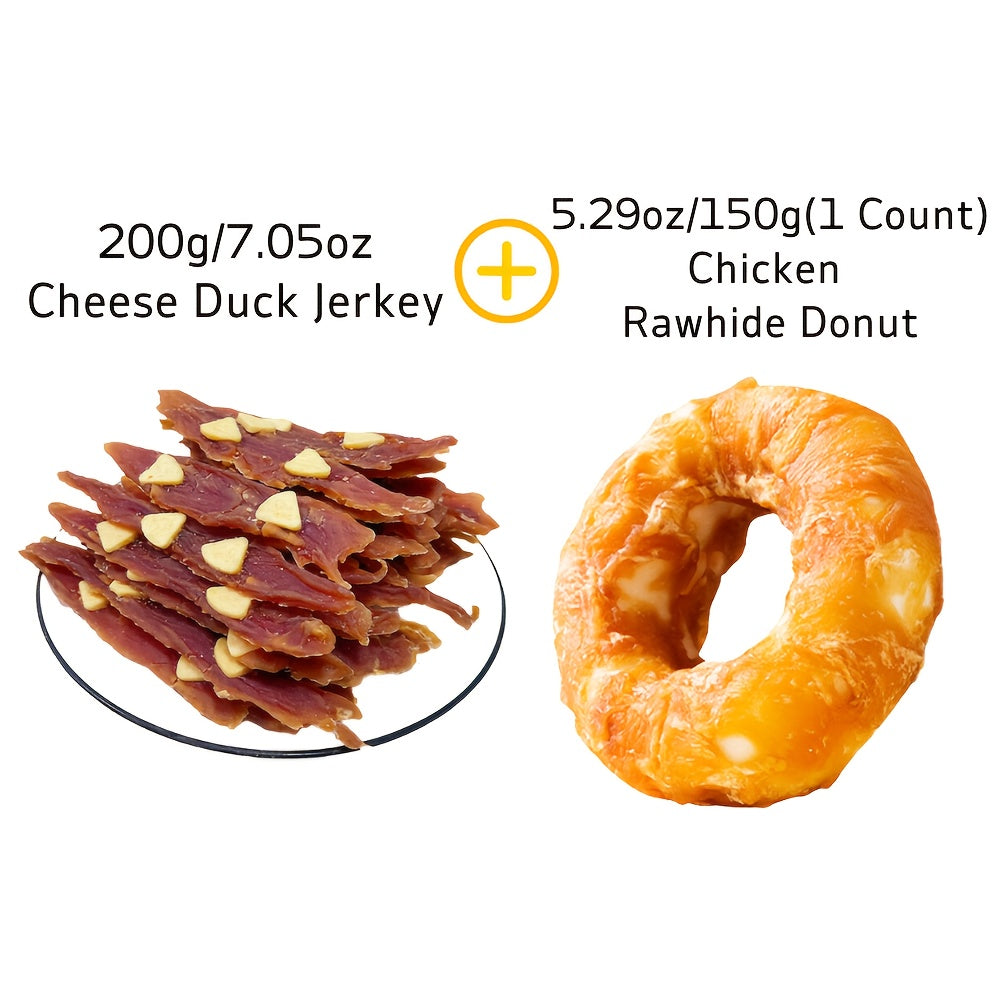 Dog Jerky Treats Mixed Flavor 14.11 oz 400g, Sesame Duck Jerky and Chicken Jerky Chews, High Protein Low Fat Easily Digestible Long Lasting Dog Chews, Training Treats for Small Medium Large Dogs