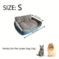 High Back Dog Sofa Bed with Plush Textured Cushion, Blue and Gray Bolster Pet Couch in Four Sizes for Small to Large Dogs and Cozy Indoor Rest
