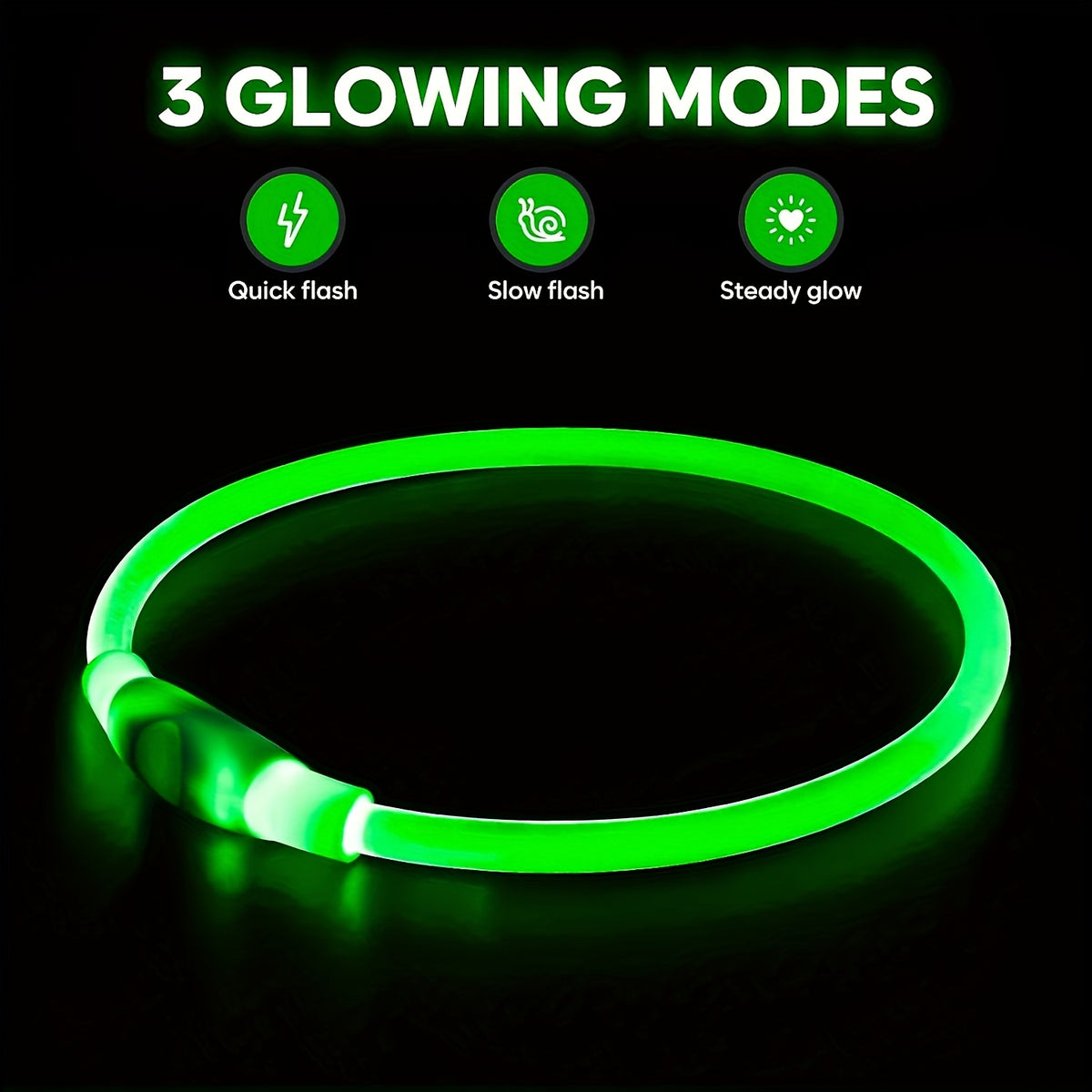 Rechargeable LED Dog Collar with Cut-to-Fit Glow Tube, 3-Mode Light Up Neck Ring for Night Walking and Running, Single and Multi-Pack Color Options
