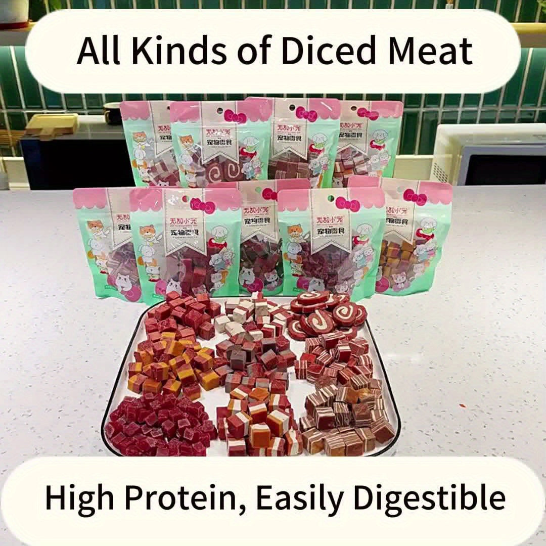 Soft Chewy Dog Training Treats, Diced Meat Reward Bites with Beef Blueberry, Duck Cheese, Mixed Meat and Triple Flavor Options, 100g to 800g Packs