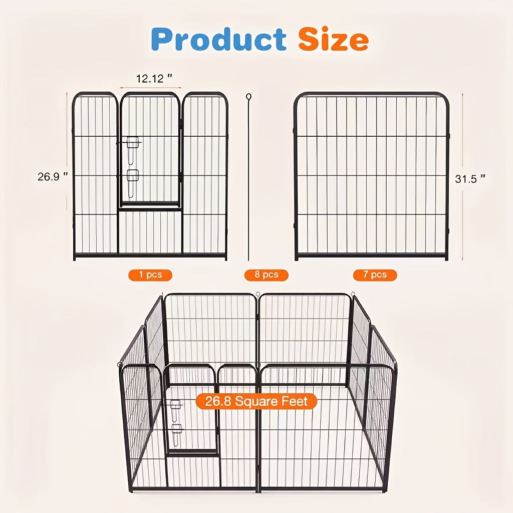 Puppy Exercise Playpen for Indoor Outdoor Use, 8-Piece 24, 32 or 40 Inch and 16-Piece 32 Inch Options for Supervised Dog Play and Home Routines