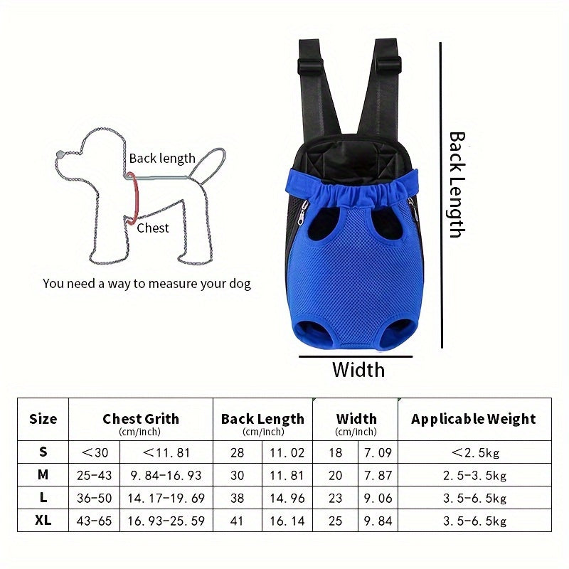 Dog Front Carrier Backpack for Cats and Small Dogs, Breathable Mesh Legs-Out Pet Carrying Bag with Adjustable Straps for Outdoor Walks