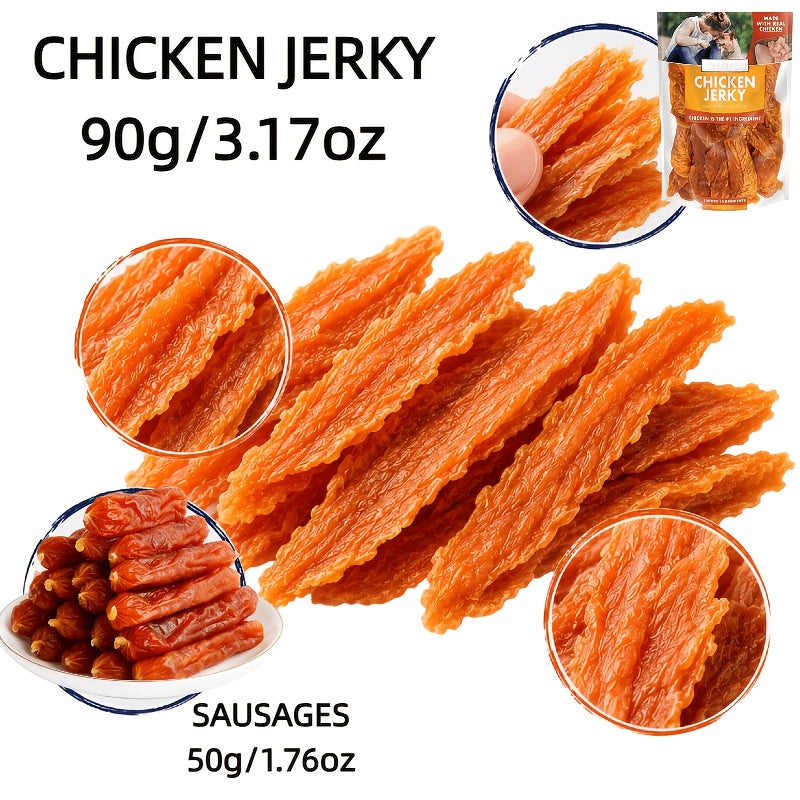 Chicken Breast Jerky Treats for Cats and Dogs, 100g x 3 Pack or Chicken Combo Pet Snacks for Supervised Training Rewards and Everyday Treat Time