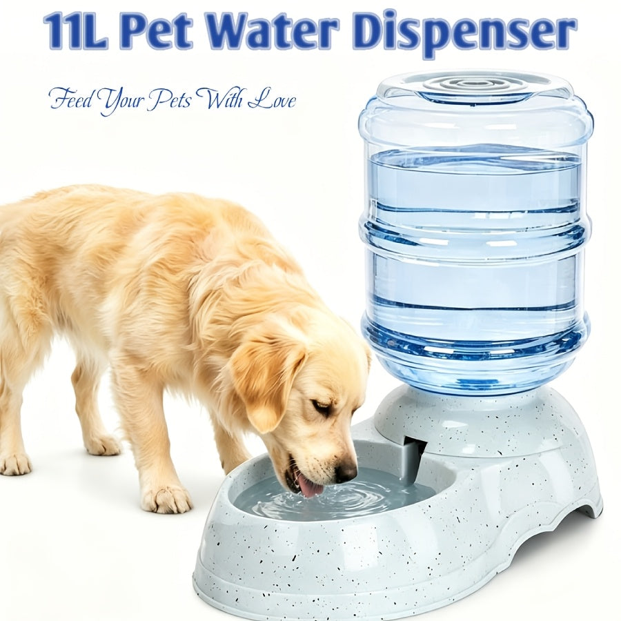 Gravity-Fed Dog Water Dispenser 2.91 Gallon, Gray Large Capacity Pet Waterer for Dogs and Cats, Automatic Refill Drinking Station for Home