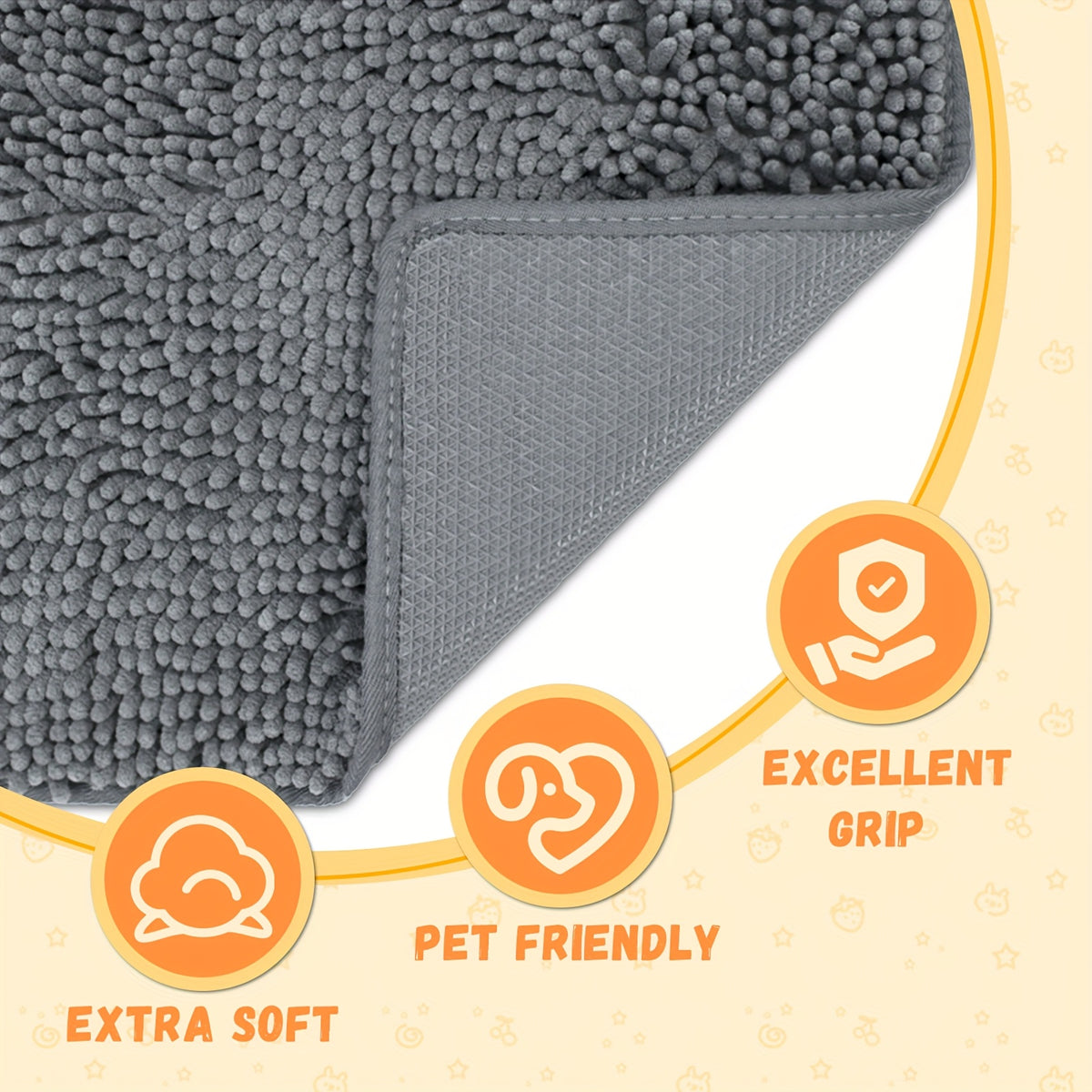 Dog Door Mat for Muddy Paws, Absorbent Microfiber Non-Slip Indoor Entryway Rug, Machine Washable Quick-Dry Pet Mat in Camel, Green or Gray