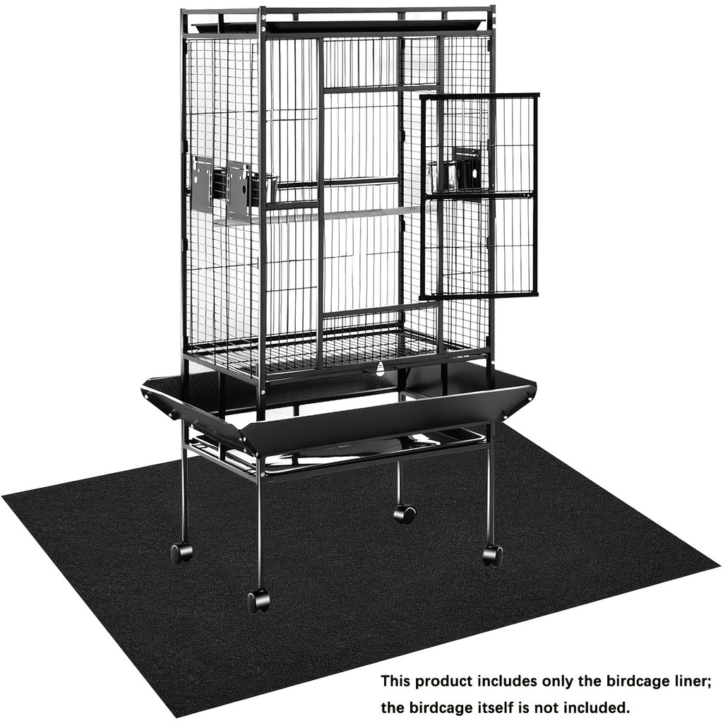 Bird Cage Floor Mat 47.2 x 35.4 Inches, Black 3mm Felt Protective Liner with Non-Slip Backing and Cut-to-Fit Design for Pet Cage Areas