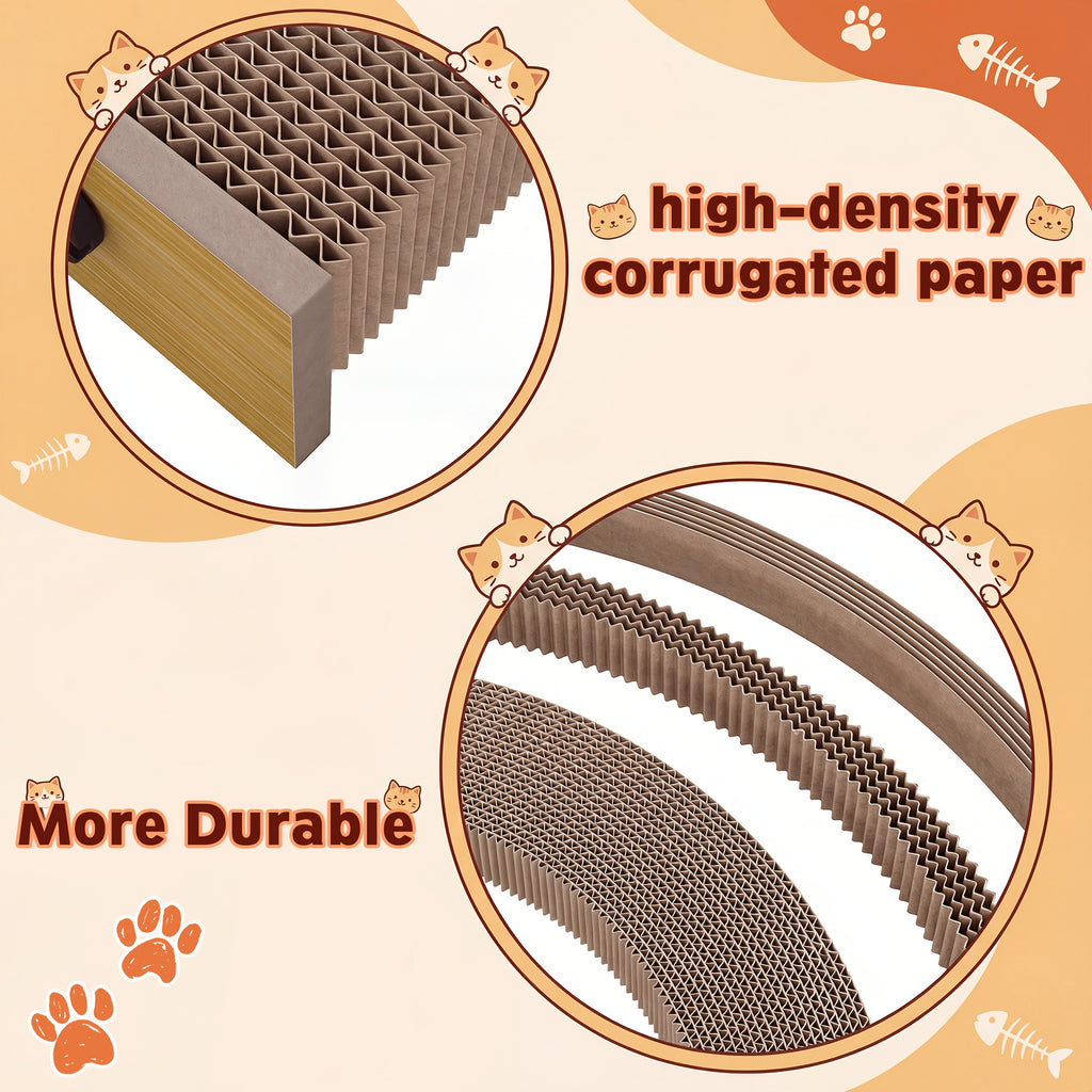 Corrugated Cardboard Cat Scratcher Bed for Indoor Cats, High-Density Scratching and Resting Nest with Small, Medium, Large and Refill Options