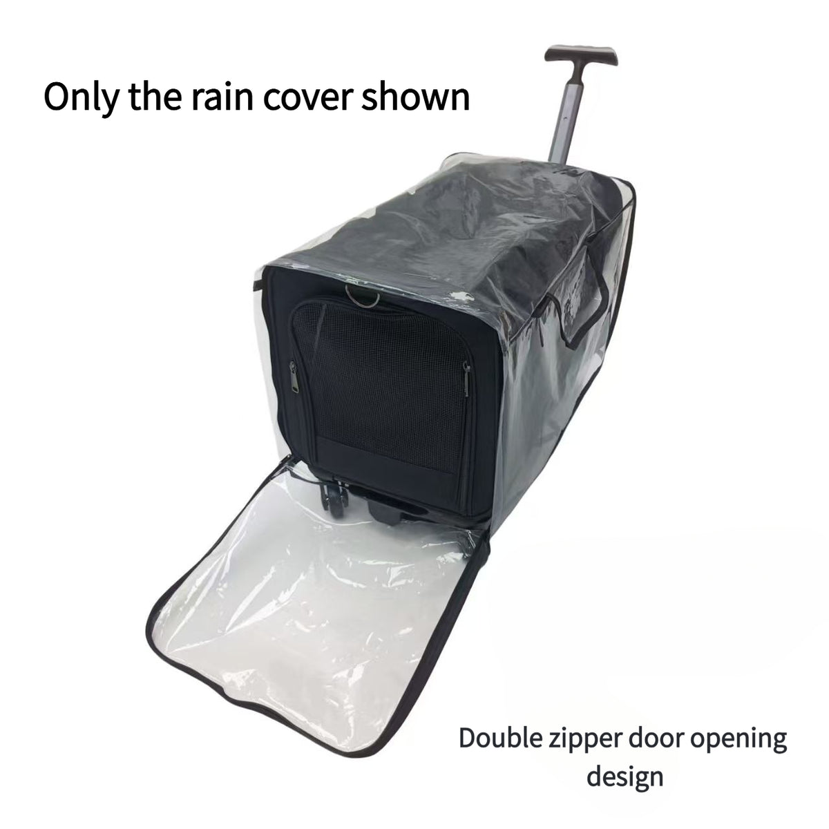 Cat Carrier Rain Cover Only, Transparent EVA Dust Cover with Double-Zipper Access Door for Pet Trolley Suitcases, 50 x 33 x 31 cm