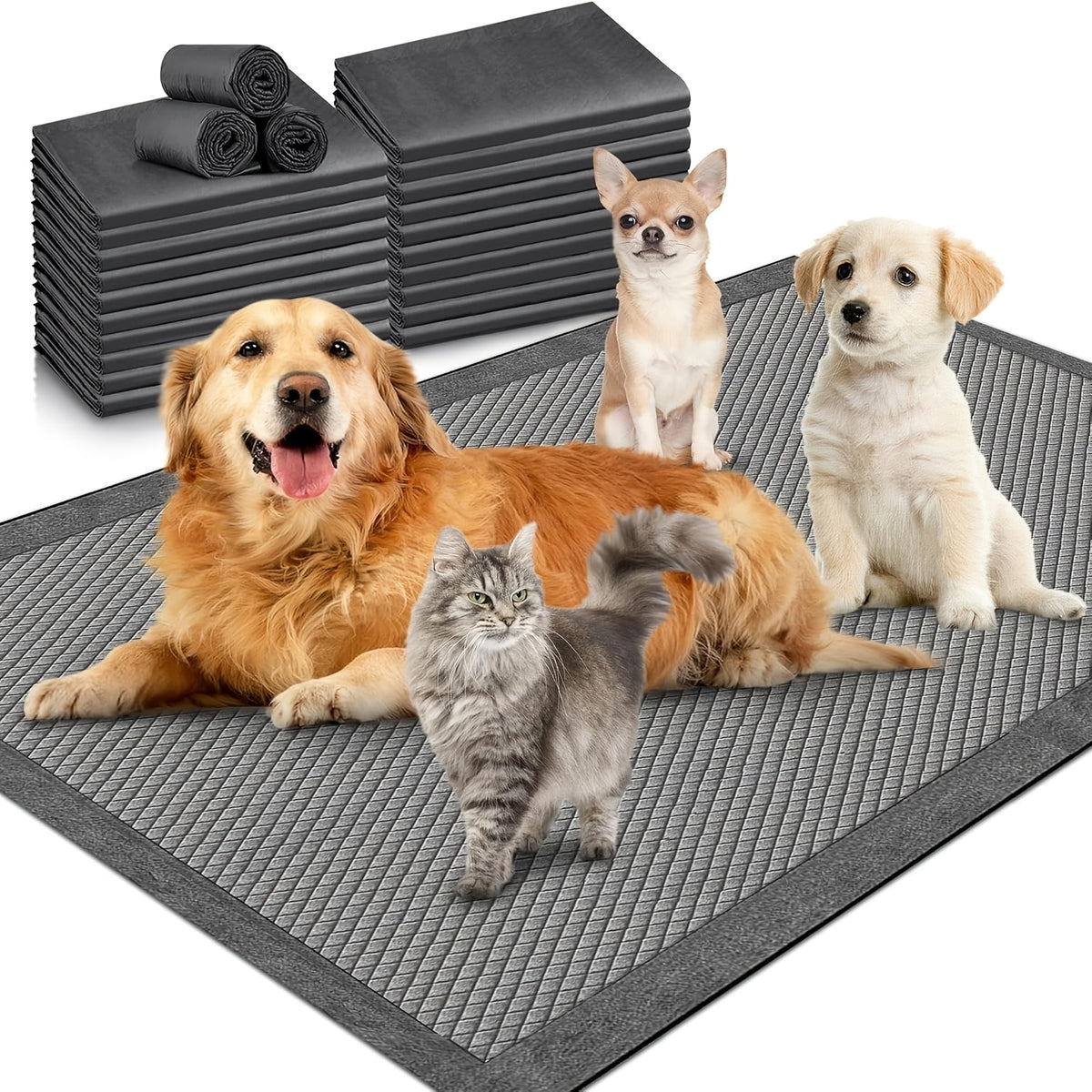 Dog Pee Pads for Large Breeds and Senior Dogs, Absorbent Leak-Resistant Puppy Potty Training Pads in Multiple Sizes, 39 to 119 Count Options