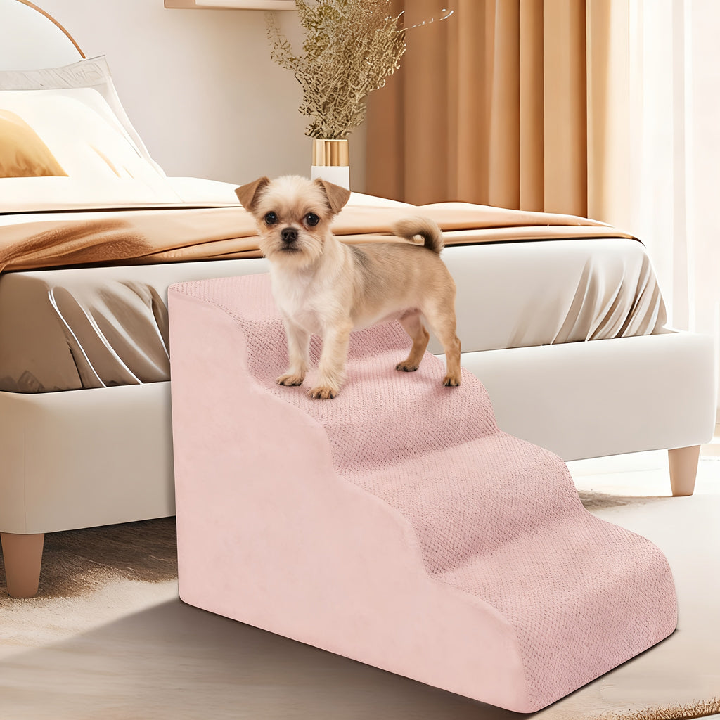 Cushioned Dog Stairs for Small Dogs, High-Density Foam Pet Steps with Non-Slip Bottom and Removable Cover, 2 or 3 Steps for Suitable Beds and Couches