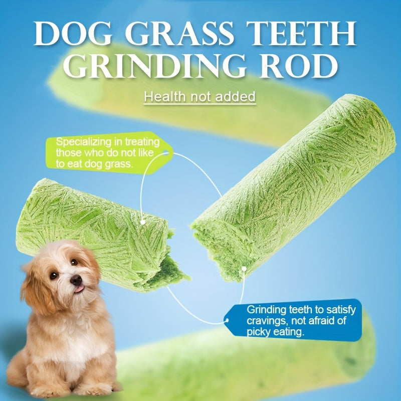 Dog Grass Snack Sticks 15 Count, Green Rod-Shaped Chew Treats for Supervised Reward Time, Everyday Snacking and Dog Lover Gift Baskets