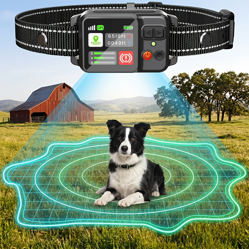 GPS Dog Fence System with No Subscription, Rechargeable Wireless Boundary Collar with 3 Training Modes for Medium and Large Dogs, Black or Orange