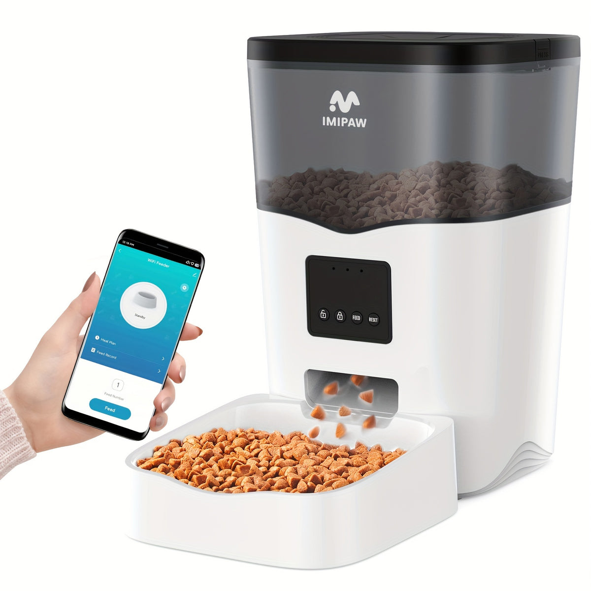 Automatic Cat Feeder with WiFi App Control, 3L Smart Dry Food Dispenser with Scheduled Meals, USB Power and Optional Camera for Cats and Dogs