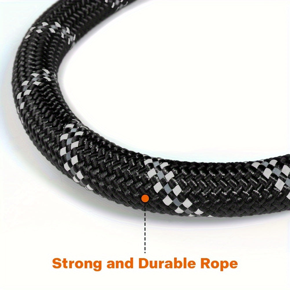 Double Dog Rope Leash with 360-Degree Swivel, Reflective Nylon Lead and Padded Foam Handle for Walking Two Small Dogs or Puppies