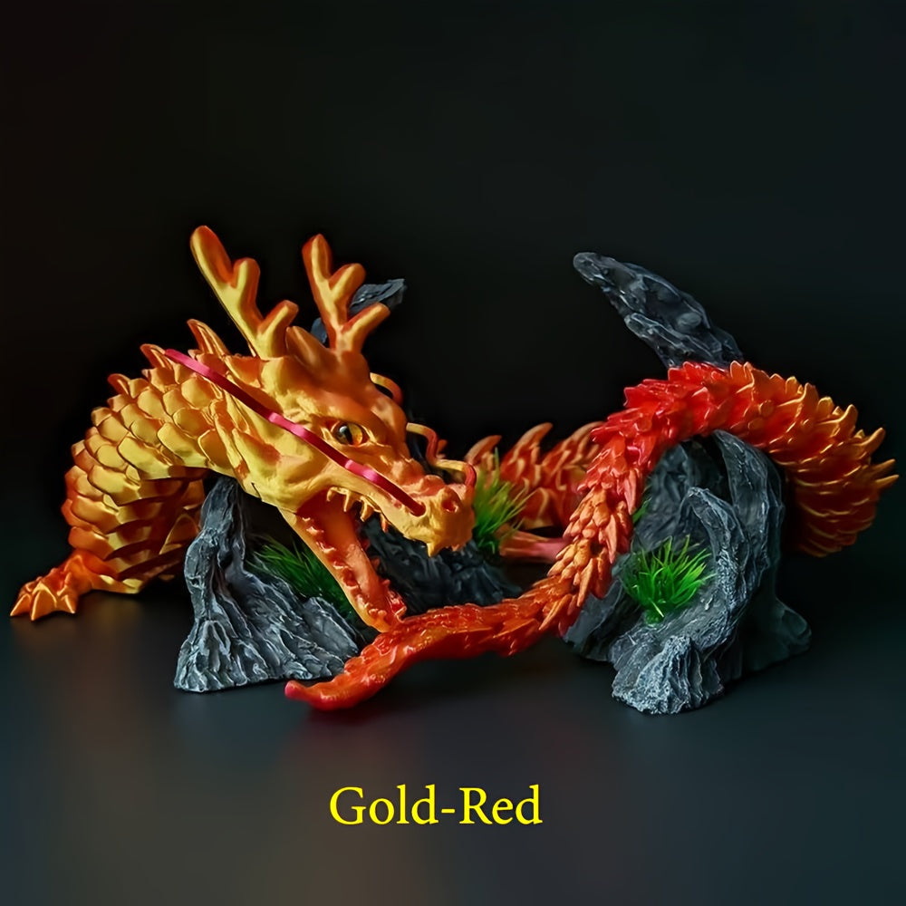 3D Printed Dragon Figurine, Large 88cm Articulated Dragon with Movable Joints and Mouth for Desktop Display, Fantasy Decor and Birthday Gifts