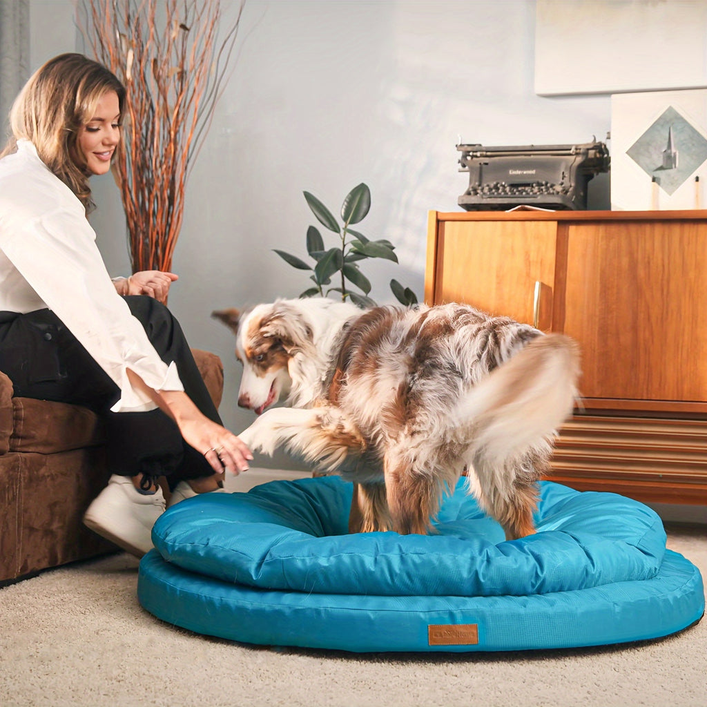 Round Orthopedic Dog Bed for Large Dogs, Dual-Layer Pet Lounger with Washable Cover and Non-Slip Bottom, 36 or 42 Inch in Two Colors