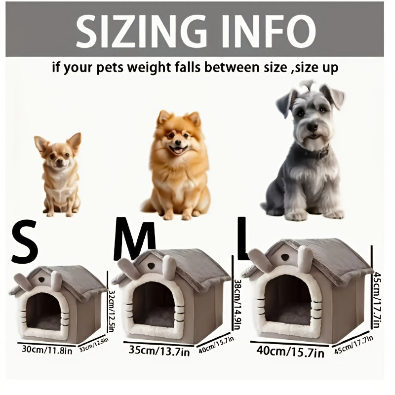 Cat Cave House with Detachable Washable Design, Soft Polyester Winter Pet Bed for Cats and Dogs, L Size 19.29 x 15.35 x 18.11 Inches