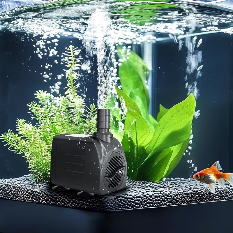 Submersible Water Pump 30W with 3 Nozzle Adapters, Adjustable Flow Black Aquarium and Fountain Pump for Fish Tanks, Ponds and Hydroponic Setups
