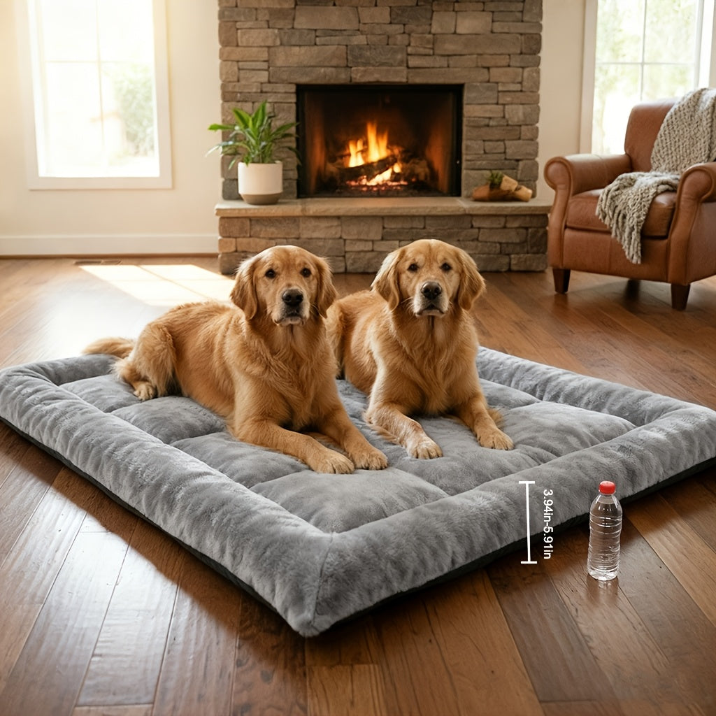 Large Dog Floor Mat in Grey, Soft Washable Non-Slip Pet Sleeping Pad for Cozy Indoor Rest and Multi-Pet Homes, L to XXXL Size Options