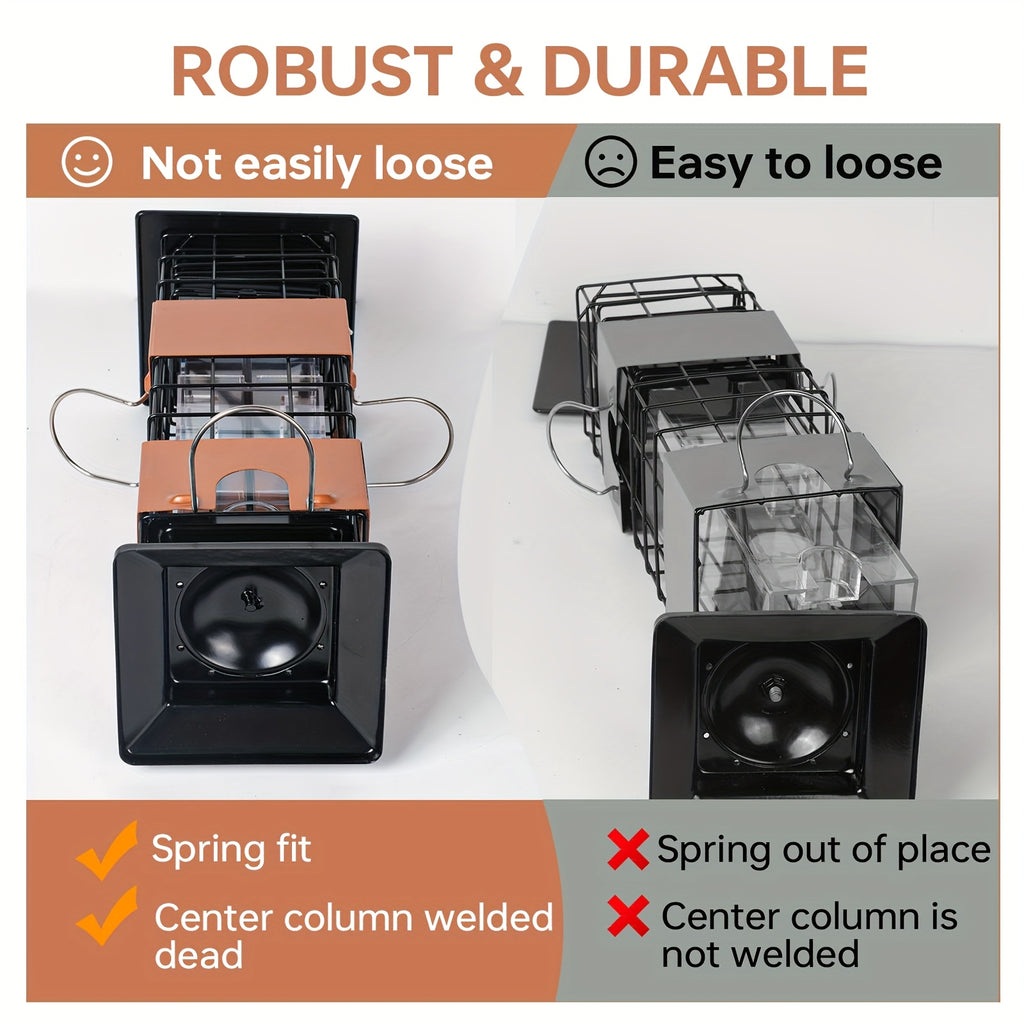 Weight-Activated Bird Feeder for Outdoors, Metal Hanging Wild Bird Feeder with Listed 5 lb Capacity and Dual-Sided Squirrel-Deterrent Design