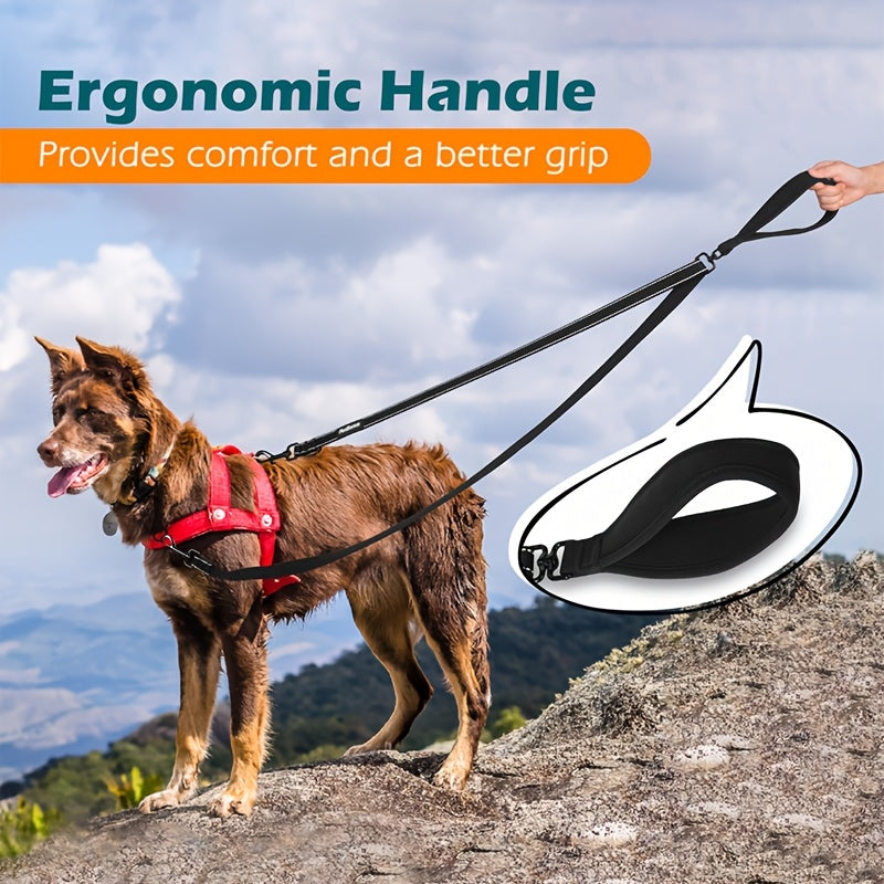Reflective Double Dog Leash for Medium and Large Dogs, No-Pull Training Walking Lead for Daily Neighborhood Walks and Outdoor Routines