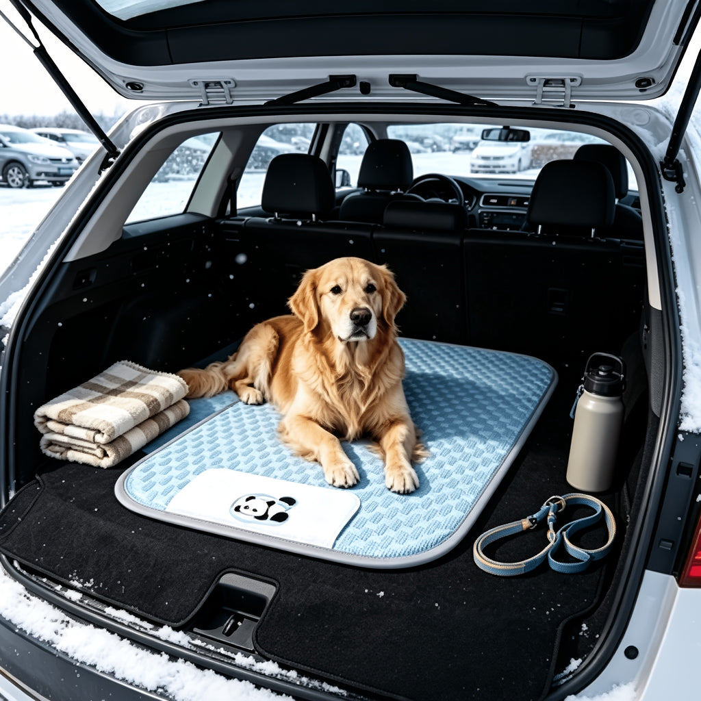 Washable Pet Bed Mat for Dogs and Cats, Blue Textured Non-Slip Sleeping Pad in S, M and L Sizes up to 44.9 x 34.3 Inches for Home and Vehicle Use