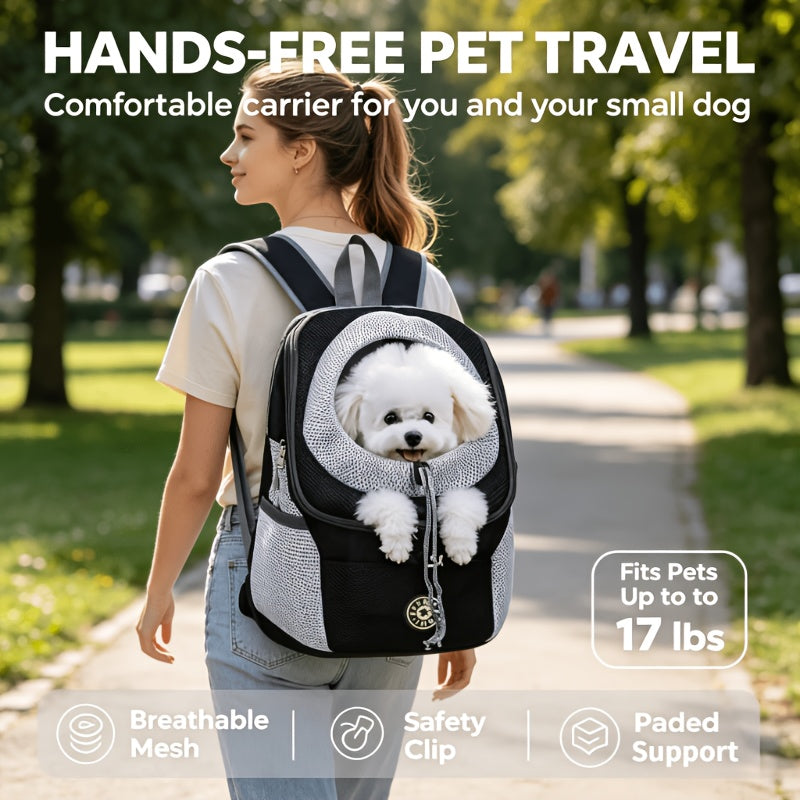 Legs Out Dog Backpack Carrier for 13-17 lb Pets, Medium Breathable Front Carrier with Adjustable Neck Cushion and Safety Leash for Walks and Travel