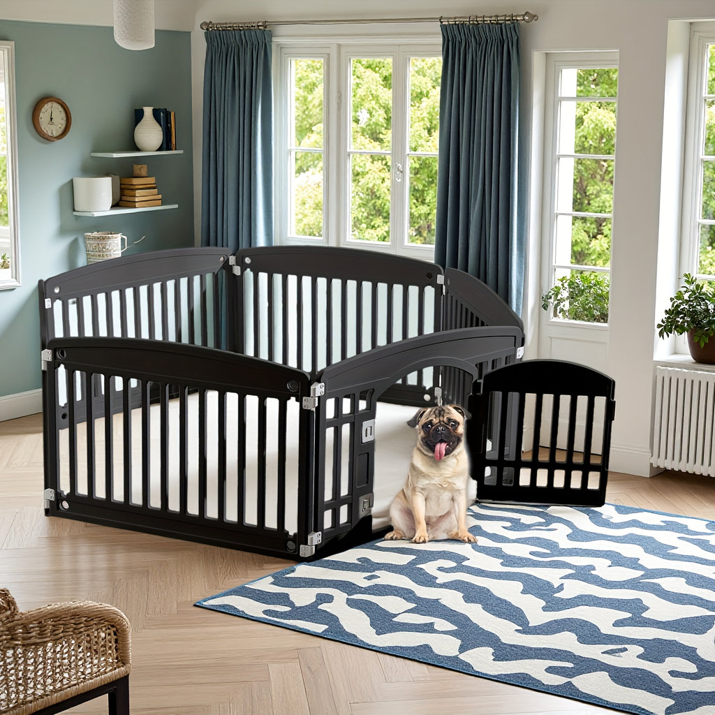 Plastic Dog Playpen with Locking Door, Expandable Puppy Exercise Pen for Small and Medium Dogs, Indoor Outdoor Use with 4, 6 or 8 Panel Options