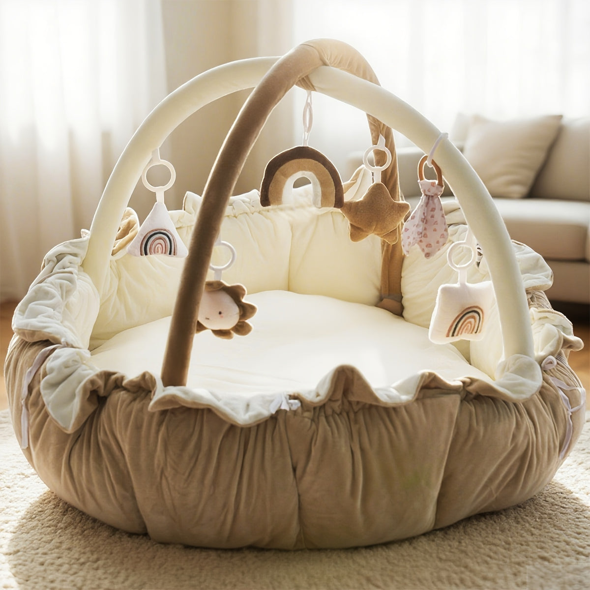 Convertible Cat Bed with Hanging Toys, 5-in-1 Double-Sided Soft Pet Nest and Play Gym for Kittens, Adult Cats and Small Dogs in Three Colors