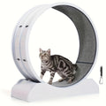 33 Inch Cat Exercise Wheel with Carpeted Runway, Plastic Indoor Cat Treadmill for Supervised Activity, Includes Whistle in Grey, Blue or Green