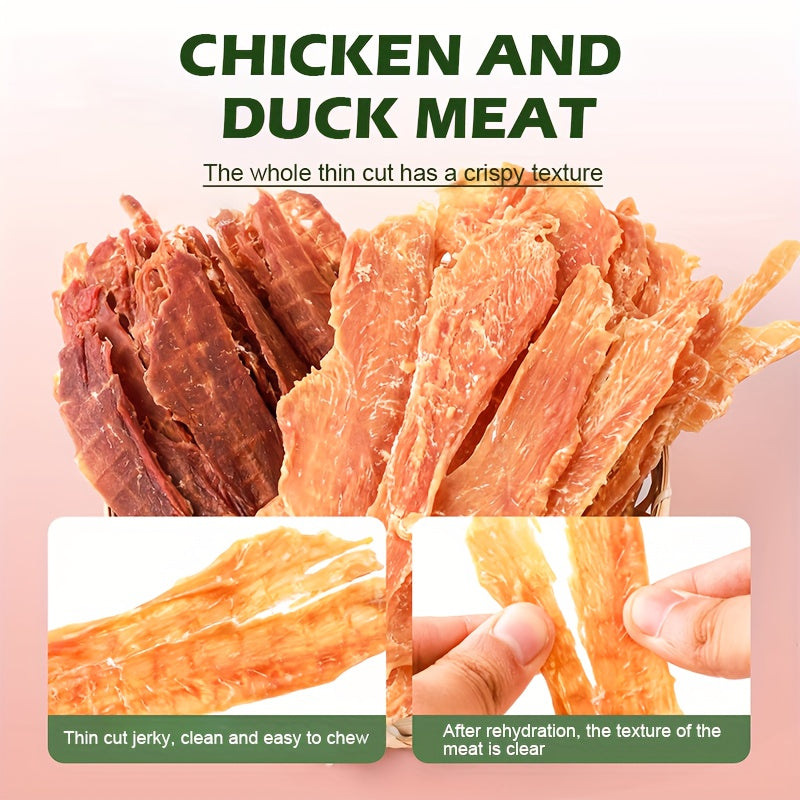 Dog Jerky Treats Chicken and Duck Mix 100g, 100% Real Meat High Protein Training Snacks for Small, Medium and Large Dogs, Long-Lasting Chews for Puppies and Adults