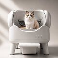 Self-Cleaning Cat Litter Box with Mat and 2 Bags, Large White Automatic Cat Toilet for Indoor Cat Care, Odor Control and Everyday Cleanup