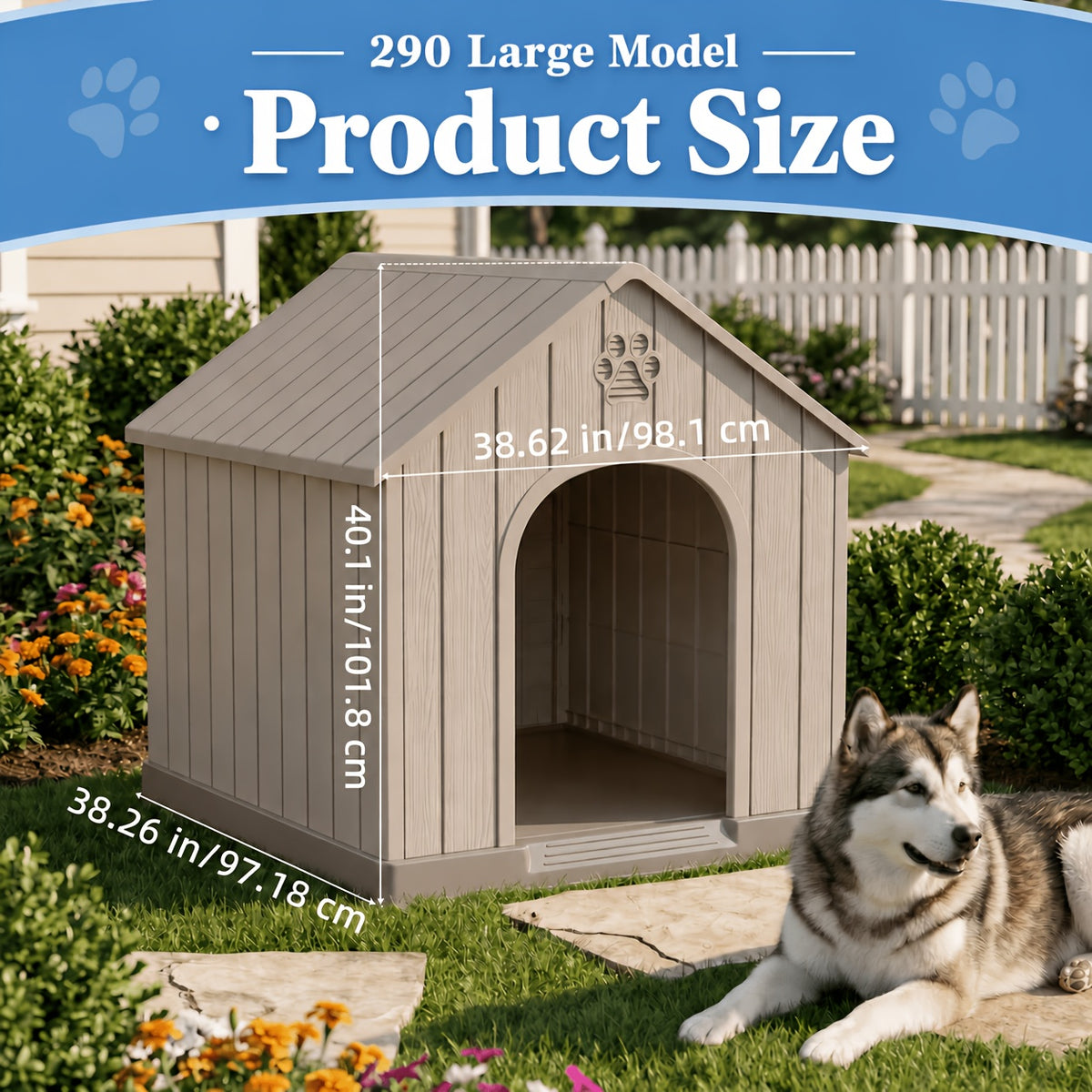 Slanted Roof Dog House with Ventilated Design, Indoor Outdoor Pet Shelter for a Dedicated Resting Area, Four Listed Color and Model Options