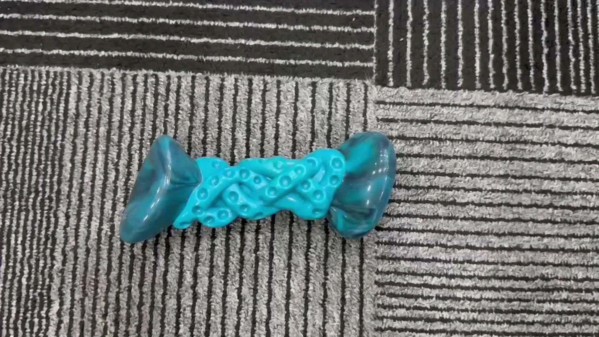 Textured Nylon Dog Chew Toy with Twisted Center and Flared Ends, Blue Bone-Style Pet Toy in Single-Piece Options for Supervised Chewing and Everyday Play