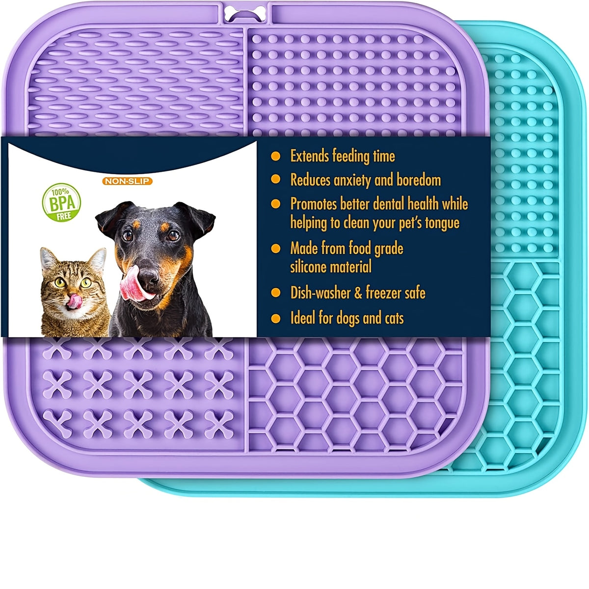 Lick Mat for Dogs and Cats with Suction Cups, Pet Licking Pad with Single and Multi-Pack Options for Supervised Treat Time and Bathing Routines