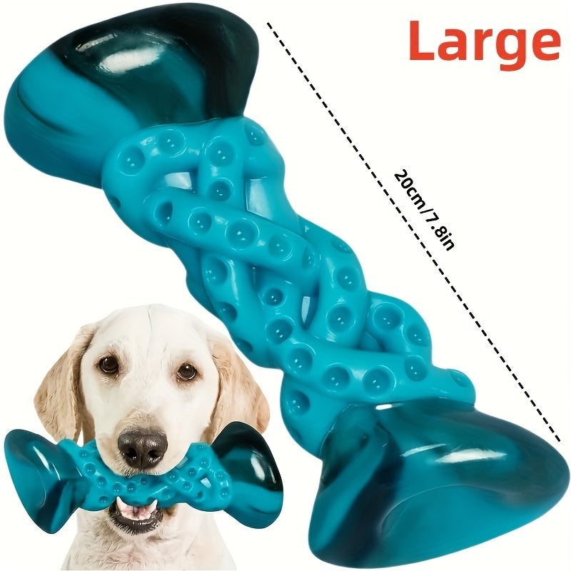 Textured Nylon Dog Chew Toy with Twisted Center and Flared Ends, Blue Bone-Style Pet Toy in Single-Piece Options for Supervised Chewing and Everyday Play