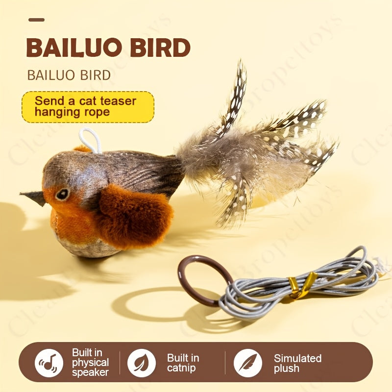 Bird Sound Cat Toy 2-Pack with Leaf Details, Random Color Simulated Birds for Kittens and Indoor Cats, Supervised Chase and Batting Play