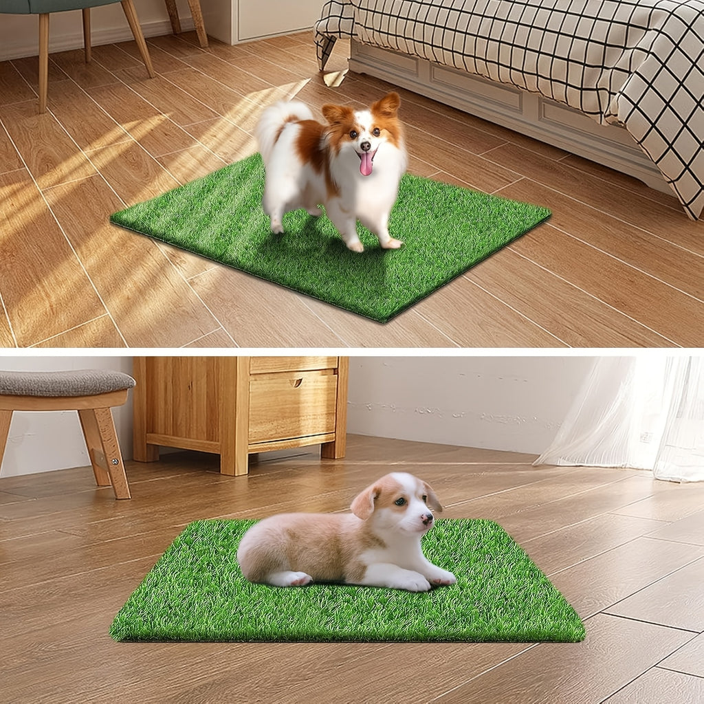 Washable Dog Potty Grass Mats with Drainage Holes and Rubber Backing, Reusable Artificial Turf Pads in Four Sizes for Indoor Training and Outdoor Use