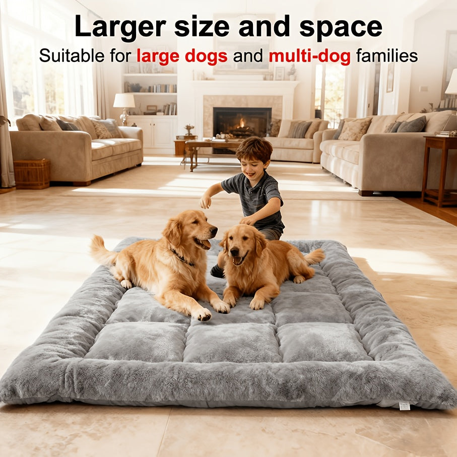 Large Dog Floor Mat in Grey, Soft Washable Non-Slip Pet Sleeping Pad for Cozy Indoor Rest and Multi-Pet Homes, L to XXXL Size Options