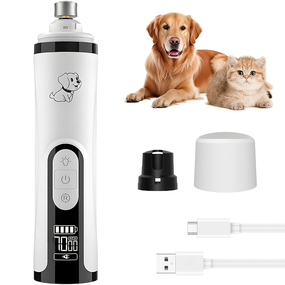 Dog Nail Smoothing Tool, Electric Pet Claw Grinder for At-Home Paw Grooming, White or Upgraded LED Screen Version for Regular Nail Care