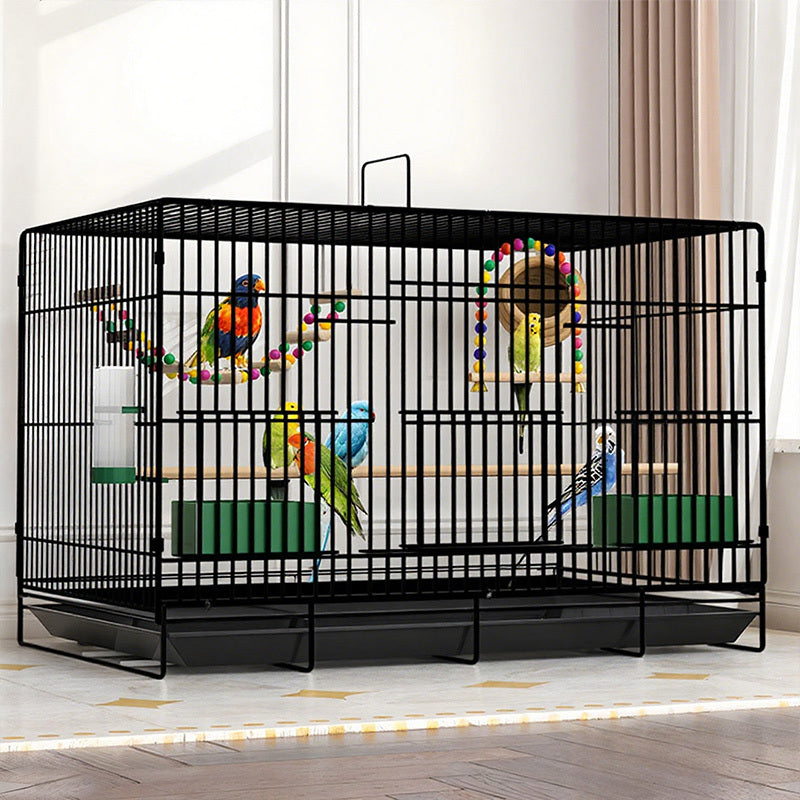 Folding Bird Cage for Indoor Use, Large Bird Housing with 5 Listed Additions, White, Black, Blue or Pink Options for Pet Bird Owners