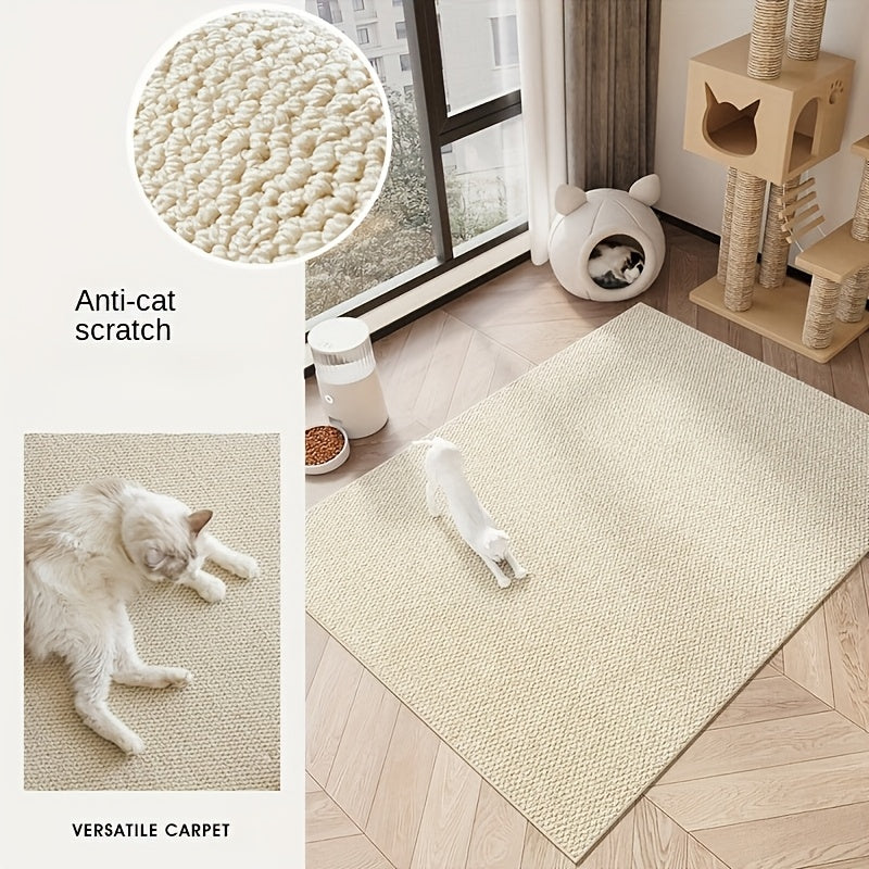 Cat Scratching Floor Mat, 23.62 x 35.43 Inch Multipurpose Pet Mat for Cat Resting Areas, Dog Crates and Feeding Spaces, Brown or Light Gray