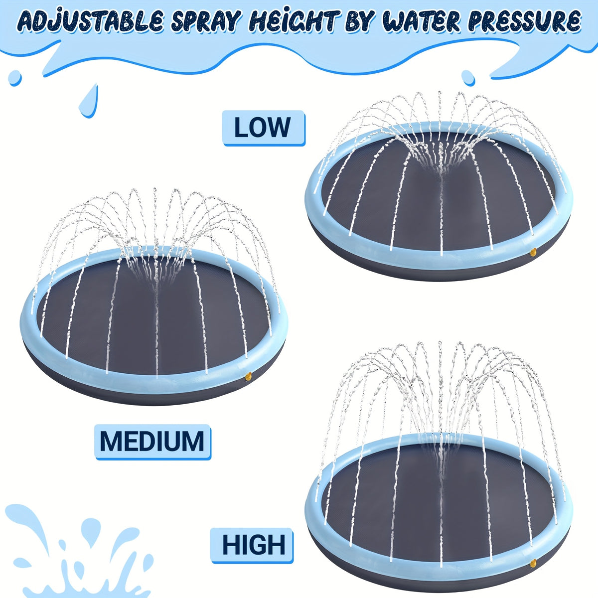 Dog Splash Pad Sprinkler Pool for Summer, Heavy-Duty Non-Slip Outdoor Water Play Mat for Large Dogs and Multi-Pet Homes, Blue Backyard Sprinkler in 67, 75, 87 or 97 Inch