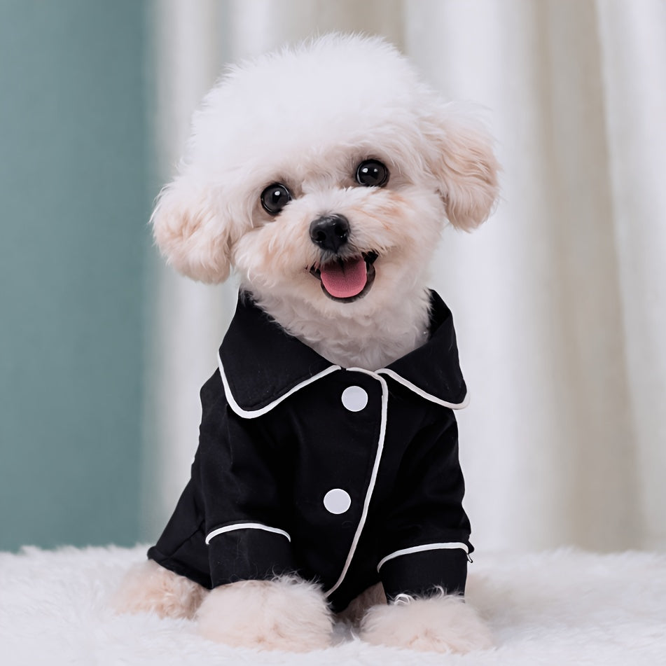 Dog Pajamas for Small Breeds, Soft Stretchable Breathable Pet Sleepwear in Black or Cute White Bear, XS to XL for Cozy Indoor Lounging