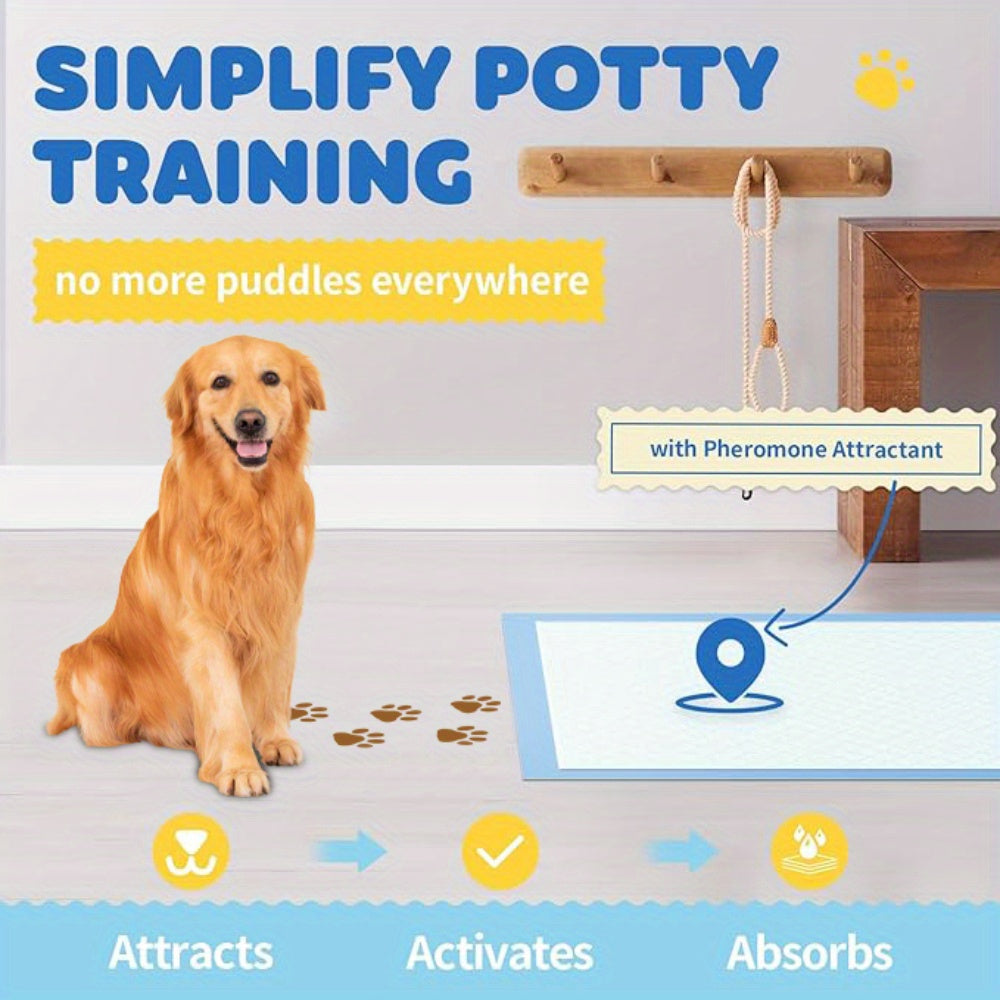 Dog Pee Pads 80 or 100 Count for Small to Medium Dogs, Absorbent Puppy Potty Training Pads in Two Sizes for Home Care and Camping